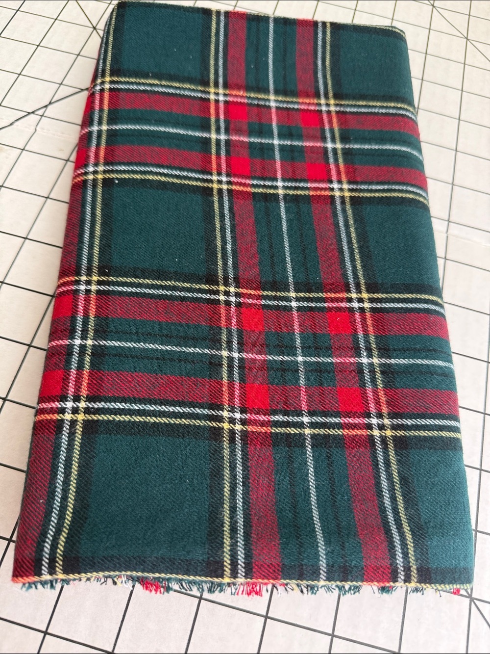 Vintage Tartan Plaid Cotton Shirting Fabric Hunter Green Red Black 1¼ Yards x 36